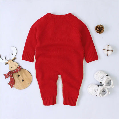 Christmas Newborn Baby Infant Reindeer Knitted Romper Onesie