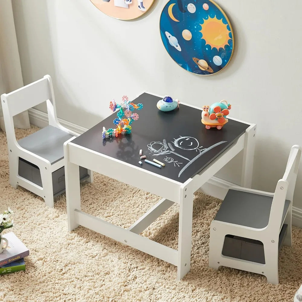 Kids Table and Chair Set with Chalkboard