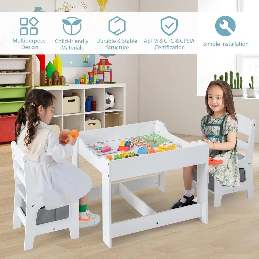 Kids Table & Chair Wooden Activity Set