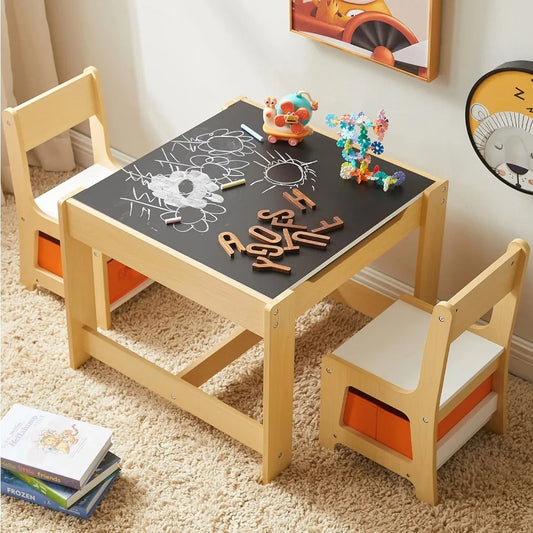 Kids Table and Chair Set with Chalkboard