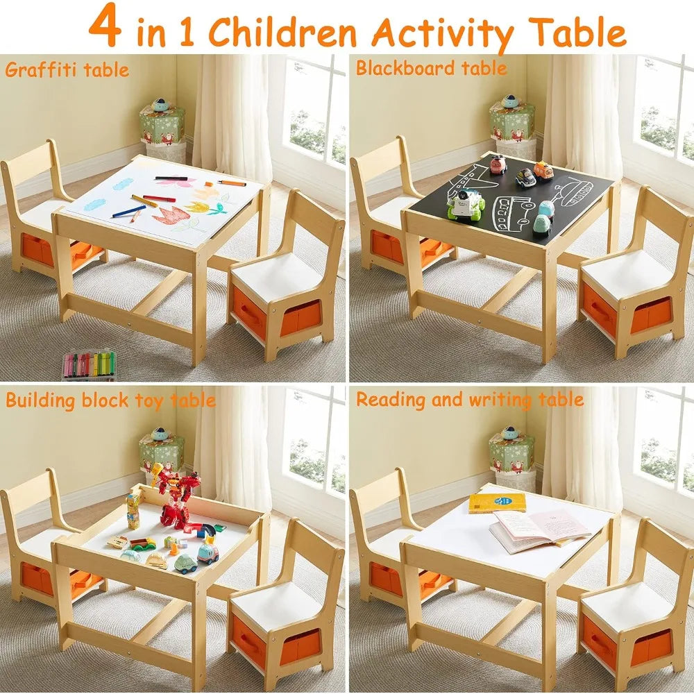 Kids Table and Chair Set with Chalkboard