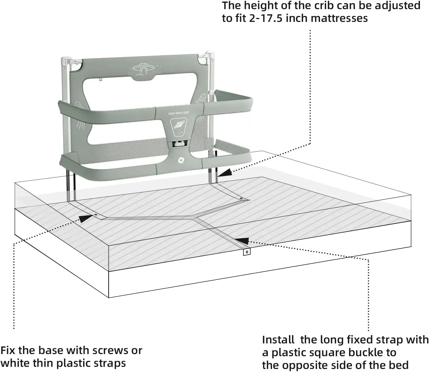 3 In 1 Baby Bed Guardrail Crib