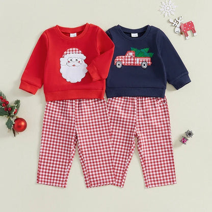 Toddler Baby Christmas Holiday Santa/Truck Shirt/Pants Set