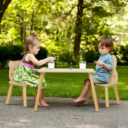 Kids Wood Table & 2 Animal Chairs