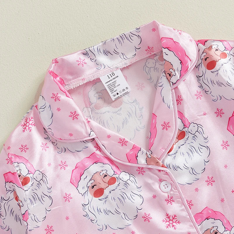 Toddler Girl 2-Piece Christmas Pajamas with Long Sleeve Feather Trim