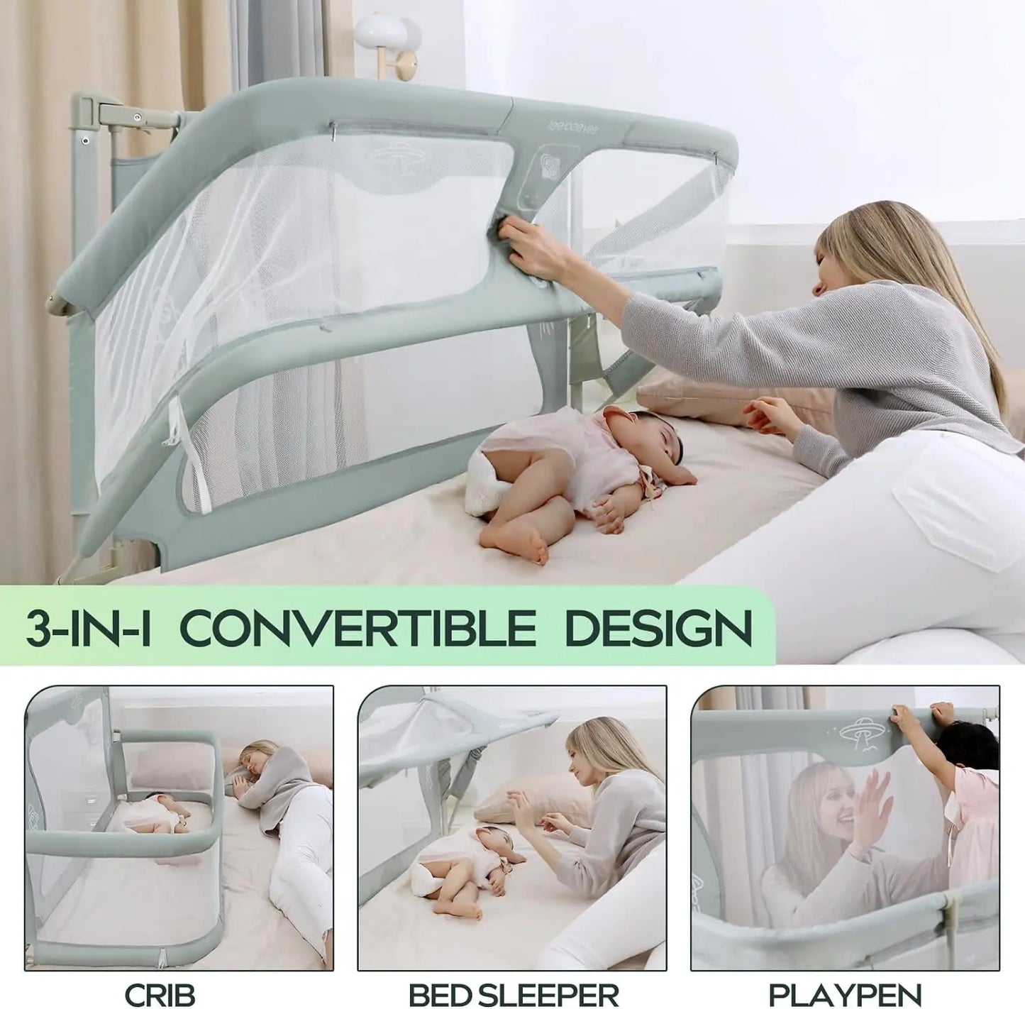 3 In 1 Baby Bed Guardrail Crib