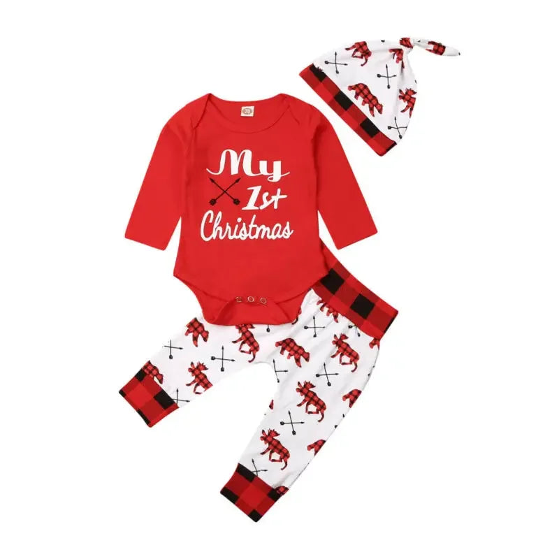 Baby Boy First Christmas 2PC Outfit - Romper & T-Shirt Set