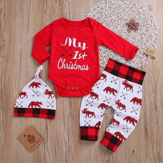 Baby Boy First Christmas 2PC Outfit - Romper & T-Shirt Set